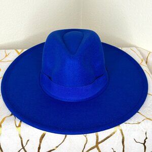 Royal Blue Wide Brim Fedora Hat | Bold Streetwear Statement